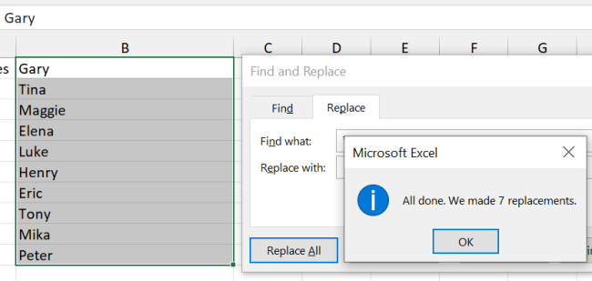 Find and replace removed all other words than the first