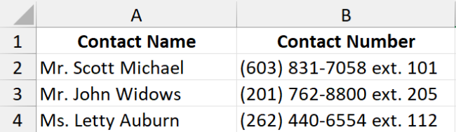 01 before contact names numbers These are the contact names and numbers you will be using in this tutorial!