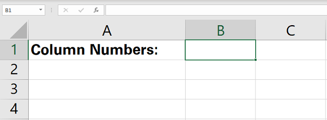 Column numbers in Excel