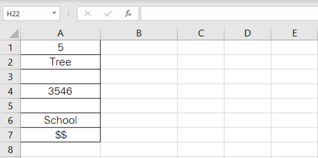 Data in Excel