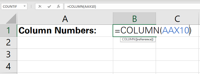 Column argument set to AAX10