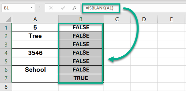 ISBLANK function find blank cells