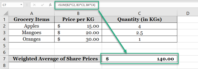 The SUM function sums different values