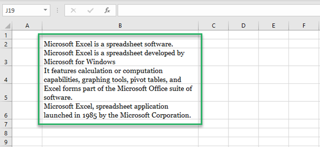 Wrapped text / Wrapping text in Excel