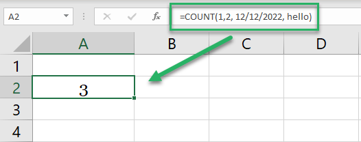 Excel counts the values