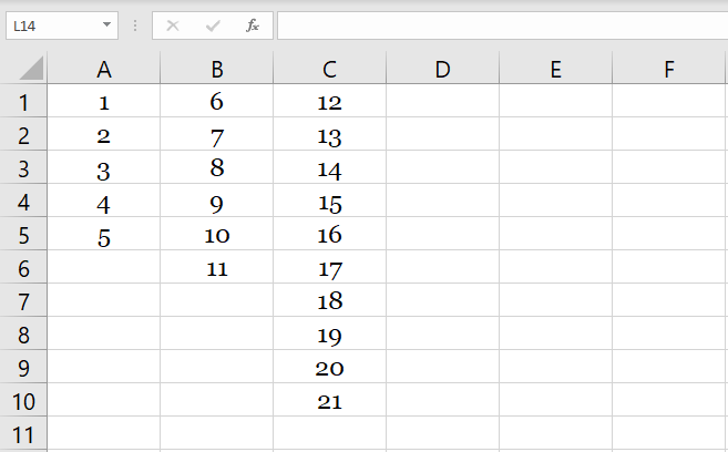 Cells in non-adjacent ranges