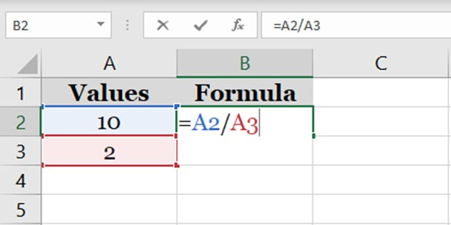 Dividing two cell references