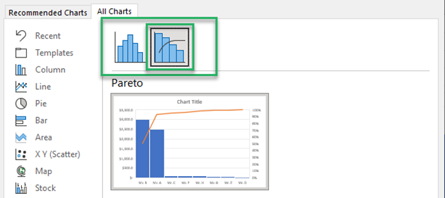 Excel pareto chart