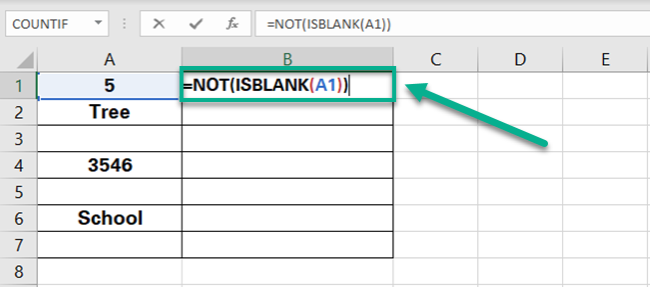 Nesting the ISBLANK function into NOT