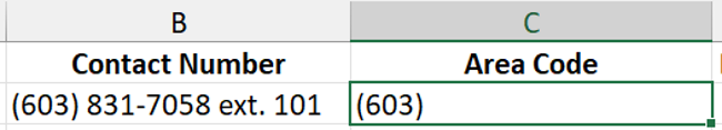 06 text string returned left Text string returned by the LEFT function