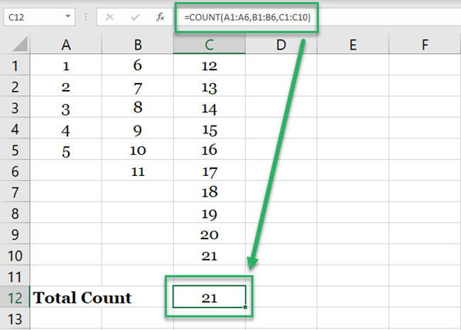 Count of all non-blank cells