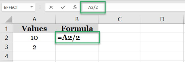 Dividing a cell reference by a value