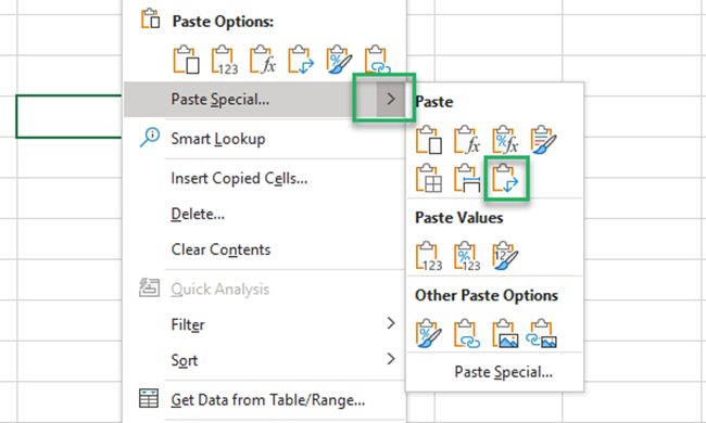 Excel transposes rows to columns