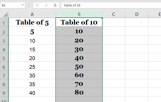 Formatting copied to the target column by clicking heading. 