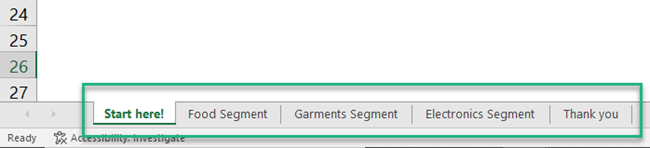 Click on any sheet outside