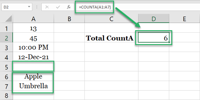 COUNTA function doesn't Count blank cells