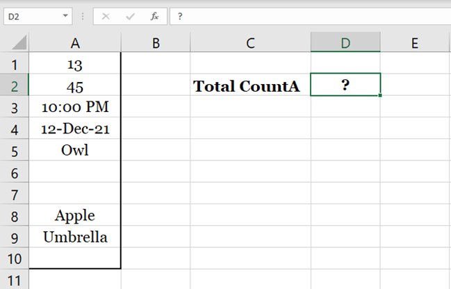 Data in Excel