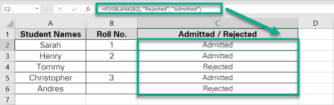 The IF function returns results for the whole list