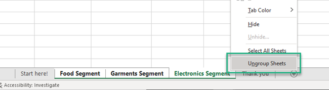 Ungroup sheets button