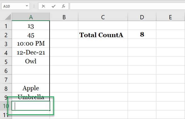 COUNTA counts space characters