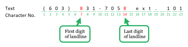 14 contact number visual The Landline number starts at position 7 and ends at position 14