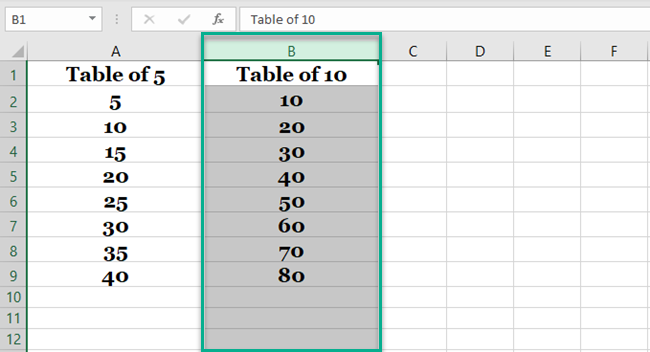 The desired formatting appears on the target column. 