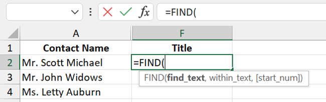17 find title You can hide Columns B to E for this example