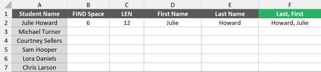 The finished table will let users sort using both first and last name