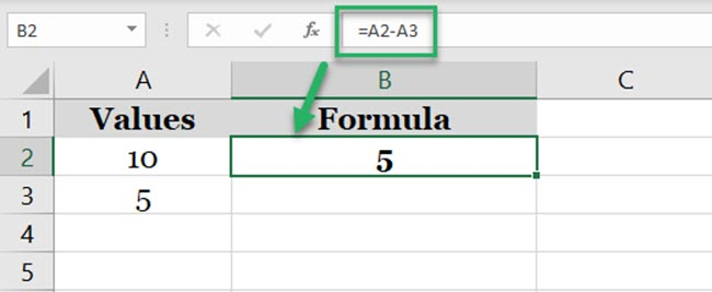 Excel subtracts two cell references