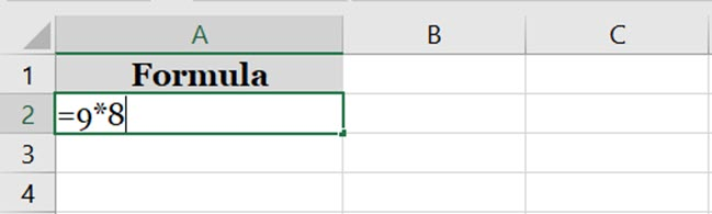 the multiplication formula in Excel