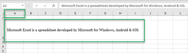 not wrapped text in Excel