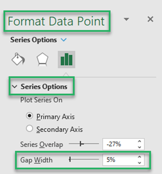 Column chart with lesser gap between columns