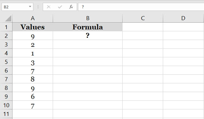 Range of values to be multiplied