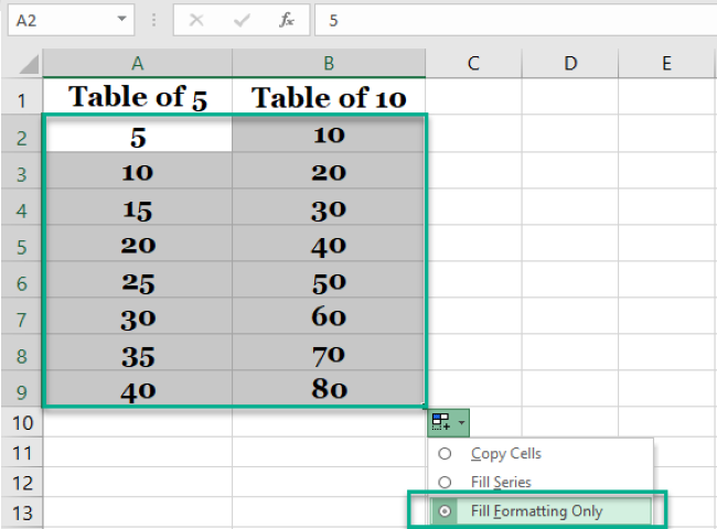 The formatting is now applied to other column as well. 