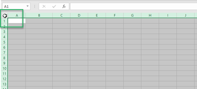 Selecting all cells of the worksheet