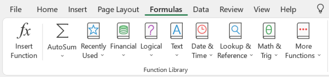 The functions are categorized into groups such as Math & Trigonometry, Text, & Date and Time