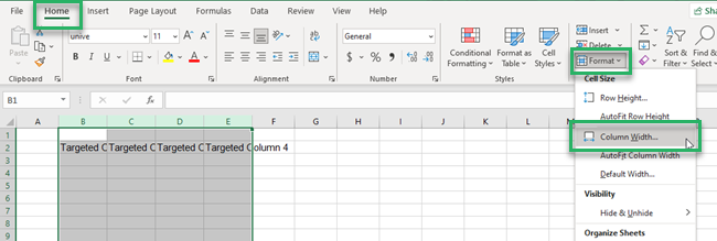 Format cells