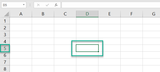 A single cell selected in the fourth column