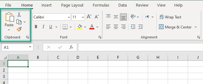 01 paste function focus The Paste function in Clipboard Section.