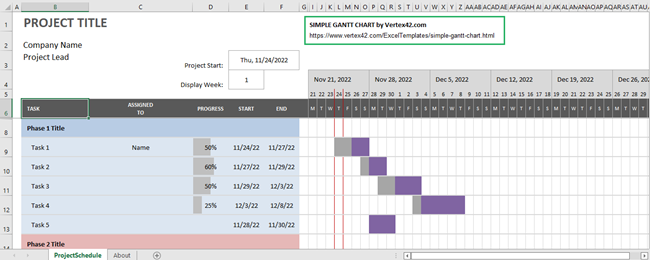 Vetex42 Gantt chart