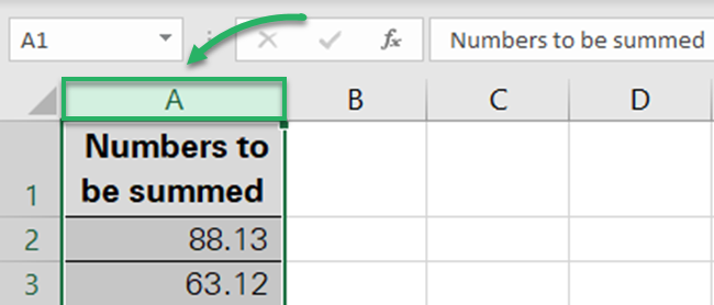 Selecting the column header