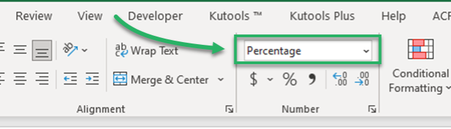 Formatting as percentage