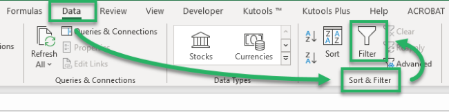 Applying filters to data