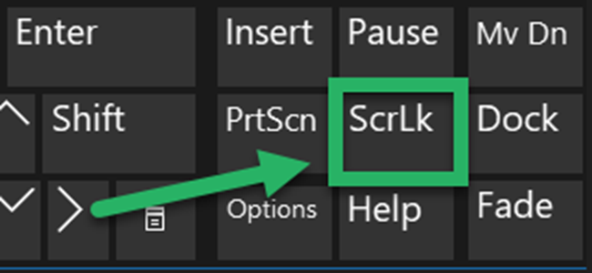 The Scroll lock button on the keyboard