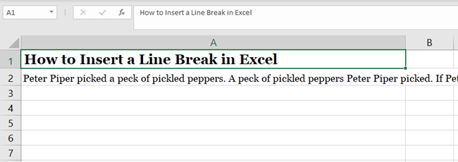 Long sentence in Excel