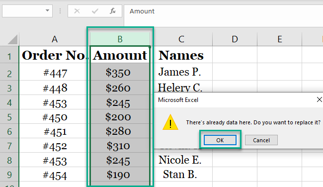 Excel showing warning pop up. 