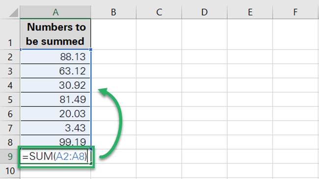 Writing the SUM function