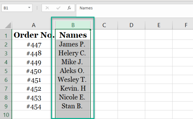 Data from column C replaces column B