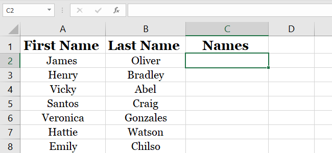 Combining names from both columns. 