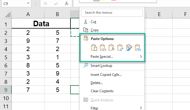 06 paste options Choosing the paste options